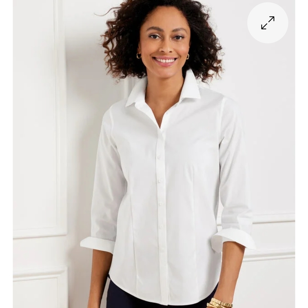 Talbot's Non-Iron White Button-Up Shirt, Size 16 - Picture 7 of 7